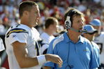 TAMPA, FL - DECEMBER 21: Quarterback Philip Rivers #17 of the San Diego Chargers talks with coach Norv Turner against the Tampa Bay Buccaneers at Raymond James Stadium on December 21, 2008 in Tampa, Florida.  (Photo by Al Messerschmidt/Getty Images)