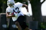 ALAMEDA, CA - MAY 08:  Darrius Heyward-Bey #12 of the Oakland Raiders runs drills during the Raiders minicamp at the team's permanent training facility on May 8, 2009 in Alameda, California.  (Photo by Ezra Shaw/Getty Images)