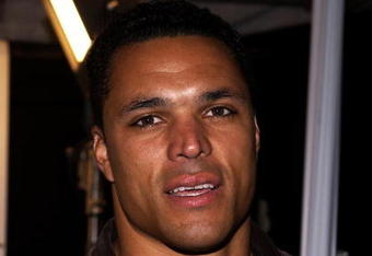 SANTA MONICA, CA - MAY 5:  Football player Tony Gonzales arrives at the cocktail party to announce the new collaberation between watch manufacturer IWC and car manufacturer Mercedes-AMG  and the launch event for their new product, The Ingenieur,  at Santa Monica Municipal Airport, Hangar 8 on May 5, 2005 in Santa Monica, California. (Photo by Amanda Edwards/Getty Images)