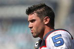 JACKSONVILLE, FL - SEPTEMBER 14:  Quarterback Trent Edwards #5 of the Buffalo Bills take his helmet off while on the sidelines against the Jacksonville Jaguars at Jacksonville Municipal Stadium on September 14, 2008 in Jacksonville, Florida. The Bills defeated the Jaguars 20-16.  (Photo by Doug Benc/Getty Images)