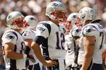 FOXBORO, MA - SEPTEMBER 7:  Tom Brady #12 of the New England Patriots looks on during a stop in play in the first half against the Kansas City Chiefs at Gillette Stadium September 7, 2008 in Foxboro, Massachusetts.  (Photo by Elsa/Getty Images)
