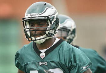 PHILADELPHIA - MAY 1: Wide receiver Jeremy Maclin #18 of the Philadelphia Eagles runs during minicamp practice at the NovaCare Complex on May 1, 2009 in Philadelphia, Pennsylvania. (Photo by Hunter Martin/Getty Images)