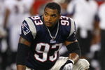 FOXBORO, MA - AUGUST 7: Richard Seymour #93 of the New England Patriots looks on while resting on his right knee against the Baltimore Ravens during the preseason game at Gillette Stadium on August 7, 2008 in Foxboro, Massachusetts. (Photo by Jim Rogash/Getty Images)