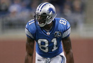 DETROIT - NOVEMBER 23:  Wide receiver Calvin Johnson #84 of the Detroit Lions lines up during the NFL game against the Tampa Bay Buccaneers at Ford Field on November 23, 2008 in Detroit, Michigan.  The Buccaneers defeated the Lions 38-20.  (Photo by Christian Petersen/Getty Images)