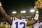 AUBURN, AL - SEPTEMBER 20:  Defensive back Ron Brooks #13 of the LSU Tigers celebrates after defeating the Auburn Tigers at Jordan-Hare Stadium on September 20, 2008 in Auburn, Alabama. LSU defeated Auburn 26-21.  (Photo by Doug Benc/Getty Images)