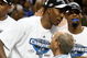 ORLANDO, FL - MAY 30:  Dwight Howard #12 of the Orlando Magic hugs Orlando Magic owner Richard DeVos on the court after defeating the Cleveland Cavaliers of the Orlando Magic in Game Six of the Eastern Conference Finals during the 2009 Playoffs at Amway Arena on May 30, 2009 in Orlando, Florida. NOTE TO USER: User expressly acknowledges and agrees that, by downloading and or using this photograph, User is consenting to the terms and conditions of the Getty Images License Agreement  (Photo by Elsa/Getty Images)