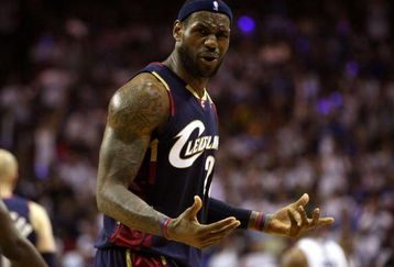 ORLANDO, FL - MAY 30: LeBron James #23 of the Cleveland Cavaliers reacts after a play against the Orlando Magic in Game Six of the Eastern Conference Finals during the 2009 Playoffs at Amway Arena on May 30, 2009 in Orlando, Florida. NOTE TO USER: User expressly acknowledges and agrees that, by downloading and or using this photograph, User is consenting to the terms and conditions of the Getty Images License Agreement  (Photo by Elsa/Getty Images)