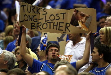 ORLANDO, FL - MAY 30:  An Orlando Magic fan holds up a sign during Game Six of the Eastern Conference Finals between the Cleveland Cavaliers and the Orlando Magic during the 2009 Playoffs at Amway Arena on May 30, 2009 in Orlando, Florida. NOTE TO USER: User expressly acknowledges and agrees that, by downloading and or using this photograph, User is consenting to the terms and conditions of the Getty Images License Agreement  (Photo by Elsa/Getty Images)