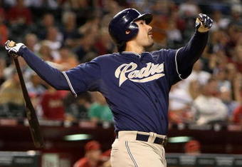 PHOENIX - MAY 26:  Adrian Gonzalez #23 of the San Diego Padres bats against the Arizona Diamondbacks during the major league baseball game at Chase Field on May 26, 2009 in Phoenix, Arizona.  (Photo by Christian Petersen/Getty Images)