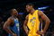 LOS ANGELES - JANUARY 16:  Andrew Bynum #17 of the Los Angeles Lakers and Dwight Howard #12 of the Orlando Magic look on during a break in their NBA game on January 16, 2009 at Staples Center in Los Angeles, California. The Magic won 109-103.   NOTE TO USER: User expressly acknowledges and agrees that, by downloading and/or using this Photograph, user is consenting to the terms and conditions of the Getty Images License Agreement. (Photo by Stephen Dunn/Getty Images)