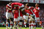 LONDON, ENGLAND - MAY 24:  Abou Diaby of Arsenal celebrates with teammates after scoring his team's third goal during the Barclays Premier League match between Arsenal and Stoke City at Emirates Stadium on May 24, 2009 in London, England.  (Photo by Ryan Pierse/Getty Images)
