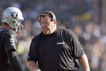 OAKLAND, CA - NOVEMBER 30:  Head coach Tom Cable of the Oakland Raiders talks with Shane Lechler #9 against the Kansas City Chiefs during an NFL game on November 30, 2008 at the Oakland-Alameda County Coliseum in Oakland, California. (Photo by Jed Jacobsohn/Getty Images)