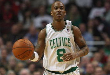CHICAGO - MARCH 17: Stephon Marbury #8 of the Boston Celtics brings the ball upcourt during a game against the Chicago Bulls on March 17, 2009 at the United Center in Chicago, Illinois. The Bulls defeated the Celtics 127-121. NOTE TO USER: User expressly acknowledges and agreees that, by downloading and/or using this Photograph, User is consenting to the terms and conditions of the Getty Images License Agreement. (Photo by Jonathan Daniel/Getty Images)