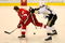 DETROIT - MAY 31:  Jordan Staal #11 of the Pittsburgh Penguins battles for the puck against Mikael Samuelsson #37 of the Detroit Red Wings during Game Two of the 2009 Stanley Cup Finals at Joe Louis Arena on May 31, 2009 in Detroit, Michigan.  (Photo by Bruce Bennett/Getty Images)