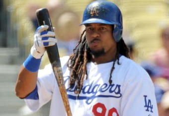 LOS ANGELES, CA - APRIL 19:  Manny Ramirez #99 of the Los Angeles Dodgers at bat against the Colorado Rockies during the game at Dodger Stadium on April 19, 2009 in Los Angeles, California.  (Photo by Harry How/Getty Images)