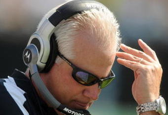CHARLOTTE, NC - SEPTEMBER 28:  Head coach Mike Smith of the Atlanta Falcons reacts on the sidelines as he watches his team lose to the Carolina Panthers in the game at Bank of America Stadium September 28, 2008 in Charlotte, North Carolina.The Carolina Panthers won the game 24-9. (Photo by Steve Dykes/Getty Images)