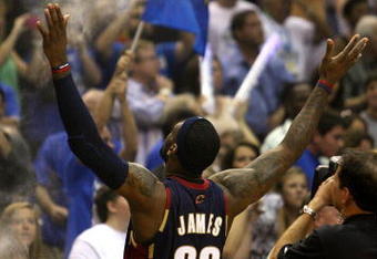 ORLANDO, FL - MAY 30: LeBron James #23 of the Cleveland Cavaliers throws powder in the air before Game Six of the Eastern Conference Finals against the Orlando Magic during the 2009 Playoffs at Amway Arena on May 30, 2009 in Orlando, Florida. NOTE TO USER: User expressly acknowledges and agrees that, by downloading and or using this photograph, User is consenting to the terms and conditions of the Getty Images License Agreement  (Photo by Elsa/Getty Images)