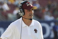 TAMPA, FL - DECEMBER 6: Coach Jeff Jagodzinski of the Boston College Eagles directs play against the Virginia Tech Hokies  in the 2008 ACC Football Championship game at Raymond James Stadium on December 6, 2008 in Tampa, Florida.  (Photo by Al Messerschmidt/Getty Images)