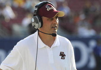 TAMPA, FL - DECEMBER 6: Coach Jeff Jagodzinski of the Boston College Eagles directs play against the Virginia Tech Hokies  in the 2008 ACC Football Championship game at Raymond James Stadium on December 6, 2008 in Tampa, Florida.  (Photo by Al Messerschmidt/Getty Images)