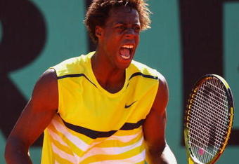 PARIS - MAY 30:  Gael Monfils of France celebrates during the Men's Singles Third Round match against Jurgen Melzer of Austria on day seven of the French Open at Roland Garros on May 30, 2009 in Paris, France.  (Photo by Ryan Pierse/Getty Images)