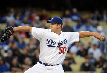 LOS ANGELES, CA - APRIL 16:  Eric Stults #50 of the Los Angeles Dodgers pitches against the San Francisco Giants during the game at Dodger Stadium on April 16, 2009 in Los Angeles, California.  (Photo by Harry How/Getty Images)