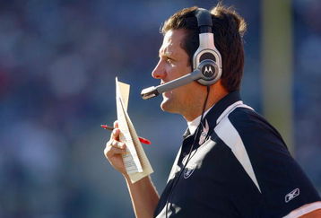 BALTIMORE - OCTOBER 26:  Offensive Coordinator Greg Knapp of the Oakland Raiders watches the action during the game against the Baltimore Raven at M&T Bank Stadium on October 26, 2008 in Baltimore, Maryland. (Photo by: Chris McGrath/Getty Images)