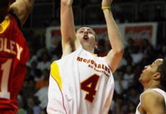 CORAL GABLES, FL - APRIL 01:  Ryan Kelly #4 of the East Team shoots over Avery Bradley Jr. #11 of the West Team in the 2009 McDonald's All American Men's High School Basketball Game at BankUnited Center on April 1, 2009 in Coral Gables, Florida.  (Photo by Doug Benc/Getty Images)