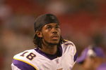 EAST RUTHERFORD, NJ - AUGUST 17:  Sidney Rice #18 of the Minnesota Vikings looks on against the New York Jets during their preseason game on August 17, 2007 at Giants Stadium in East Rutherford, New Jersey. The Jets won 31-16. (Photo by Nick Laham/Getty Images) 