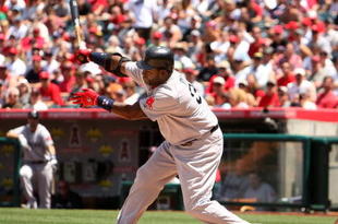 ANAHEIM, CA - MAY 14:  David Ortiz #34 of the Boston Red Sox strikes out swinging with the bases loaded to end the fourth inning against the Los Angeles Angels of Anaheim on May 14, 2009 at Angel Stadium in Anaheim, California.  The Angels won 5-4 in 12 innings.   (Photo by Stephen Dunn/Getty Images)