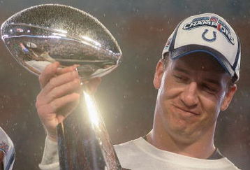MIAMI GARDENS, FL - FEBRUARY 04:  Quarterback Peyton Manning #18 of the Indianapolis Colts smiles as he holds the Vince Lombardi Super Bowl trophy after his team won the Super Bowl XLI 29-17 over the Chicago Bears on February 4, 2007 at Dolphin Stadium in Miami Gardens, Florida.  (Photo by Donald Miralle/Getty Images)