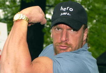 404594 15: Professional wrestler Triple H arrives at the 9th Annual Kids for Kids celebrity carnival April 28, 2002 in New York City. The carnival benefits the Elizabeth Glaser Pediatric AIDS foundation. (Photo by Lawrence Lucier/Getty Images)