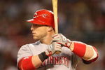 PHOENIX - MAY 12:  Laynce Nix #17 of the Cincinnati Reds bats against the Arizona Diamondbacks during the major league baseball game at Chase Field on May 12, 2009 in Phoenix, Arizona.  The Reds defeated the Diamondbacks 3-1.  (Photo by Christian Petersen/Getty Images)