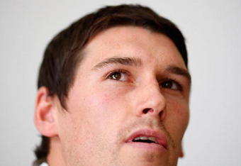 ST ALBANS, ENGLAND - MARCH 30:  Gareth Barry of England talks to the media during an England press conference at the Grove Hotel on March 30, 2009 in St Albans, England.  (Photo by Ryan Pierse/Getty Images)