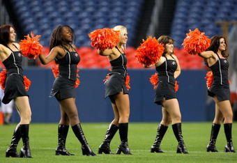 DENVER - MAY 30:  The Denver Outlaws cheerleaders perform during a break in the action against the Washington Bayhawks during Major League Lacrosse action at INVESCO Field at Mile High on May 30, 2009 in Denver, Colorado. The Outlaws defeated the Bayhawks 20-16.  (Photo by Doug Pensinger/Getty Images)