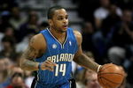 DENVER - JANUARY 17:  Jameer Nelson #14 of the Orlando Magic dribbles the ball upcourt against the Denver Nuggets during NBA action at the Pepsi Center on January 17, 2009 in Denver, Colorado. The Magic defeated the Nuggets 106-88. NOTE TO USER: User expressly acknowledges and agrees that, by downloading and or using this Photograph, user is consenting to the terms and conditions of the Getty Images License Agreement.  (Photo by Doug Pensinger/Getty Images)
