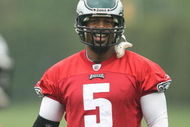 PHILADELPHIA - MAY 1: Quarterback Donovan McNabb #5 of the Philadelphia Eagles looks on during minicamp practice at the NovaCare Complex on May 1, 2009 in Philadelphia, Pennsylvania. (Photo by Hunter Martin/Getty Images)