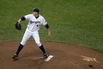 MILWAUKEE - JUNE 04: Manny Parra #43 of the Milwaukee Brewers delivers a pitch during the game against the Arizona Diamondbacks on June 4, 2008 at Miller Park in Milwaukee, Wisconsin. (Photo by Jonathan Daniel/Getty Images)