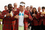 HILTON HEAD ISLAND, SC - APRIL 19:  Brian Gay puts on a jacket during the trophy presentation after the final round of the Verizon Heritage at Harbour Town Golf Links on April 19, 2009 in Hilton Head Island, South Carolina.  (Photo by Streeter Lecka/Getty Images)