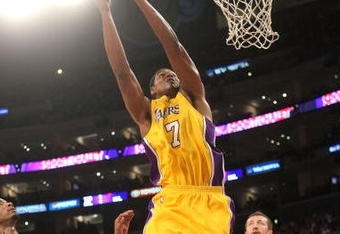LOS ANGELES - JANUARY 16:  Andrew Bynum #17 of the Los Angeles Lakers goes up for a shot during their NBA game against the Orlando Magic on January 16, 2009 at Staples Center in Los Angeles, California. The Magic won 109-103.   NOTE TO USER: User expressly acknowledges and agrees that, by downloading and/or using this Photograph, user is consenting to the terms and conditions of the Getty Images License Agreement. (Photo by Stephen Dunn/Getty Images)