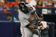 NEW YORK - SEPTEMBER 26: Wily Mo Pena #26 of the Washington Nationals scores two runs including the go ahead run with a double off of Pedro Feliciano of the New York Mets during fifth inning of their game at Shea Stadium on September 26, 2007 in the Queens borough of the Flushing neighborhood of New York City.  (Photo by Al Bello/Getty Images)