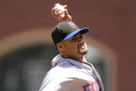 SAN FRANCISCO - MAY 16:  Johan Santana #57 of the New York Mets pitches to the San Francisco Giants at AT&T Park on May 16, 2009 in San Francisco, California.  The Mets won 9-6.  (Photo by Ezra Shaw/Getty Images)
