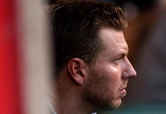 ANAHEIM, CA - MAY 6:  Pitcher Roy Halladay #32 of the Toronto Blue Jays waits to take the mound against the Los Angeles Angels of Anaheim at Angel Stadium May 6, 2009 in Anaheim, California.  (Photo by Stephen Dunn/Getty Images)
