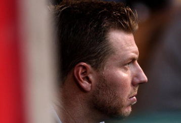 ANAHEIM, CA - MAY 6:  Pitcher Roy Halladay #32 of the Toronto Blue Jays waits to take the mound against the Los Angeles Angels of Anaheim at Angel Stadium May 6, 2009 in Anaheim, California.  (Photo by Stephen Dunn/Getty Images)
