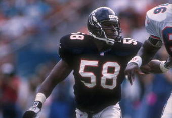 3 Dec 1995:  Linebacker Jessie Tuggle of the Atlanta Falcons looks on during a game against the Miami Dolphins at Joe Robbie Stadium in Miami, Florida.  The Dolphins won the game, 21-20. Mandatory Credit: Scott Halleran  /Allsport