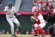 ANAHEIM, CA - OCTOBER 15: Tadahito Iguchi #15 of the Chicago White Sox reacts to being hit by a pitch by Ervin Santana #54 of the Los Angeles Angels of Anaheim in Game Four of the American League Championship Series on October 15, 2005 at Angel Stadium in Anaheim, California. (Photo by Jed Jacobsohn/Getty Images)