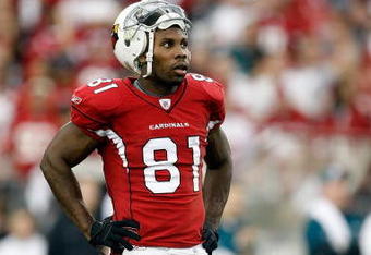 GLENDALE, AZ - JANUARY 18:  Wide receiver Anquan Boldin #81 of the Arizona Cardinals looks on against the Philadelphia Eagles during the NFC championship game on January 18, 2009 at University of Phoenix Stadium in Glendale, Arizona.  (Photo by Jamie Squire/Getty Images)