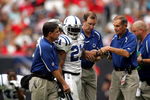 HOUSTON - OCTOBER 23:  Defensive back Bob Sanders #21 of the Indianapolis Colts leaves the field after an injury during play against the Houston Texans on October 23, 2005 at Reliant Stadium in Houston, Texas. The Colts defeated the Texans 38-20.  (Photo by Ronald Martinez/Getty Images) 