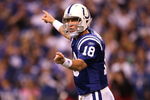 INDIANAPOLIS - NOVEMBER 02:  Peyton Manning #18 of the Indianapolis Colts gestures on the field against the New England Patriots at Lucas Oil Stadium on November 2, 2008 in Indianapolis, Indiana.  (Photo by Andy Lyons/Getty Images)