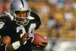 25 Nov 1990: Running back Bo Jackson of the Los Angeles Raiders runs down the field during a game against the Kansas City Chiefs at the Los Angeles Coliseum in Los Angeles, California. The Chiefs won the game 27-24.