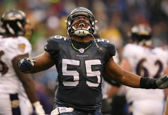 SEATTLE - DECEMBER 23:  Darryl Tapp #55 of the Seattle Seahawks celebrates after a sack against the Baltimore Ravens at Qwest Field on December 23, 2007 in Seattle, Washington. (Photo by Otto Greule Jr/Getty Images)